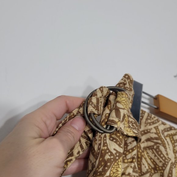 Cassis Bohemian A-Line Skirt Brown Tan Patterned Belted Pockets Boho Lined Sz 12 - Picture 5 of 10